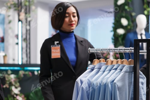 Preview: Store consultant examining merchandise