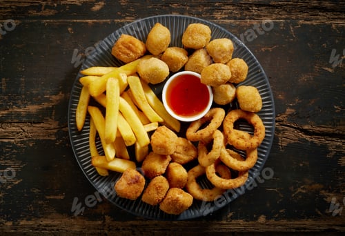 Preview: plate of various fried snacks