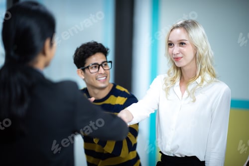 Preview: A group of business people are enjoying the success of doing business