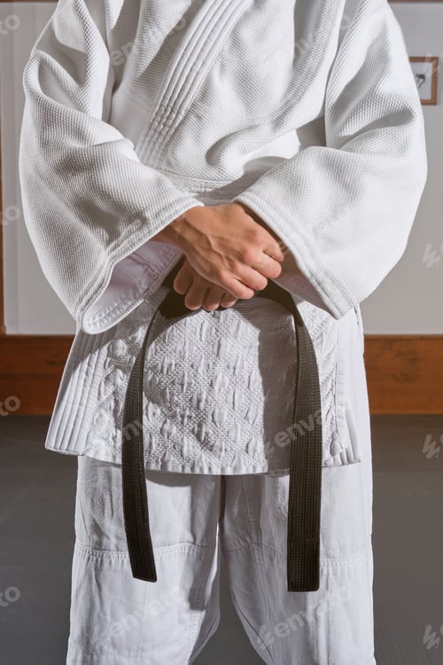 Preview: Crop man in kimono with crossed hands