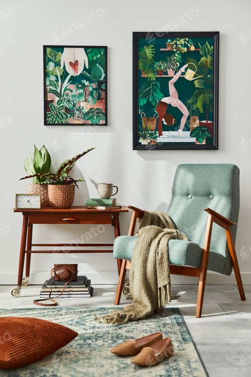 Preview: Interior design of retro living room