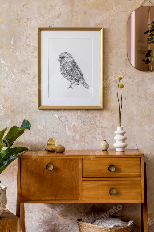 Preview: Retro composition of living room interior