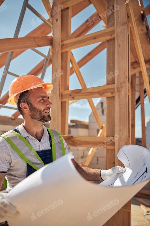 Preview: Cheerful bearded man holding drawing in both hands