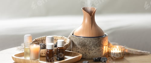 Preview: Spa composition with air humidifier and aroma oils.