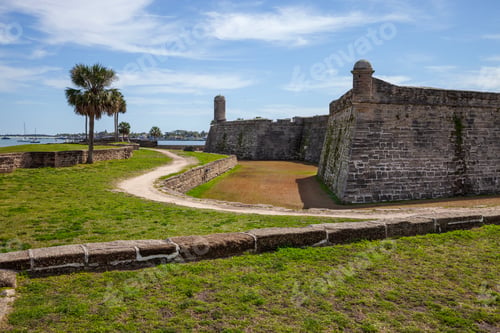 Preview: View of the north wall of Castillo de San Marcos fort in St Augustine Florida