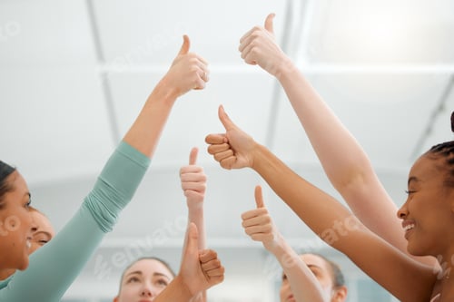Preview: Shot of a group of unrecognizable women showing thumbs up