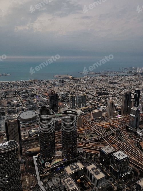 Preview: Skyscrapers in the city during evening and night lights