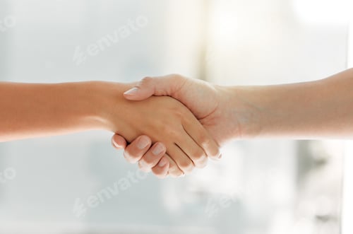 Preview: You got a deal. Shot of two unrecognizable people shaking hands at home.