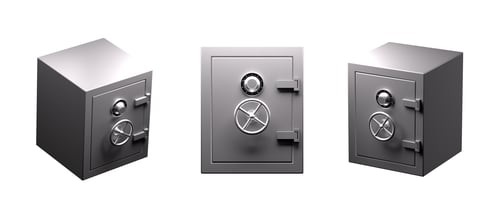 Preview: Row of closed safe deposits in diferents views