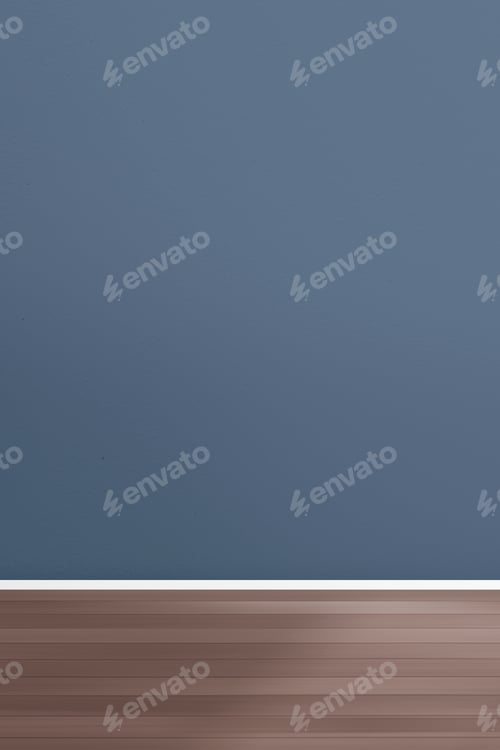 Preview: Empty retro room interior design with blue wall
