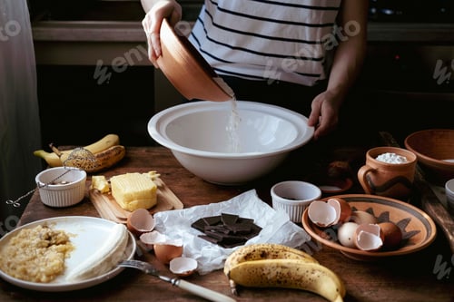 Preview: Preparing Banana Bread with Flour and Other Ingredients