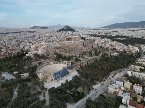 Preview: Aerial view of the Acropolis of Athens in the daytime. Greece.