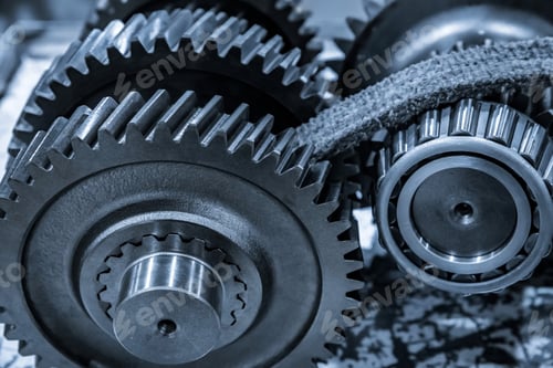 Preview: Close-up helical gears in tractor automatic transmission