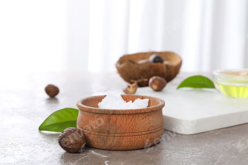 Preview: Concept of skin care cosmetics, Shea butter, close up