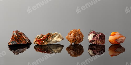 Preview: Group of Stones and Minerals Arranged in a Row