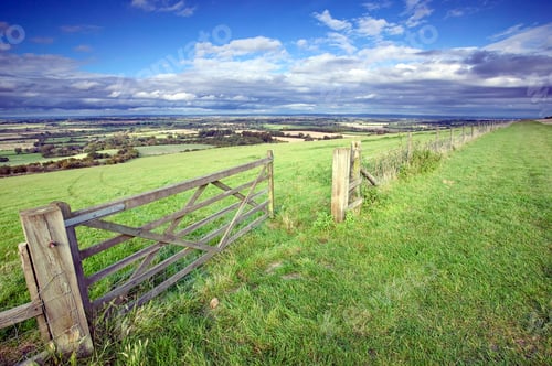 Preview: Rural scene with gate, Avebury, Wiltshire, UK