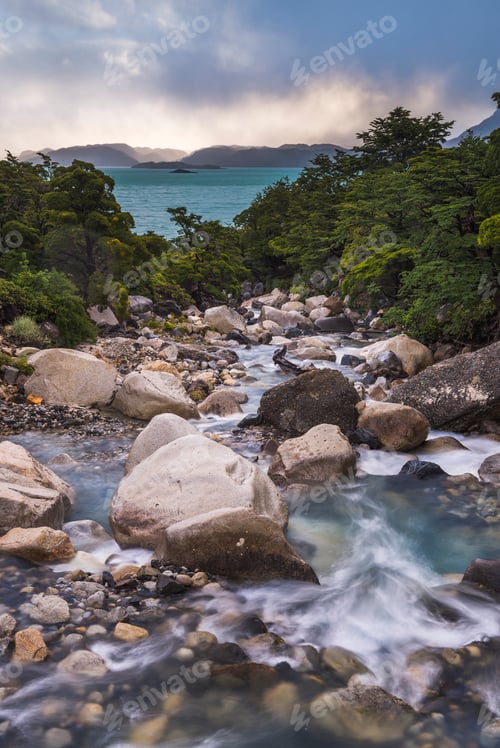 Preview: Typical Patagonia landscape at Sunset at Nordenskjold Lake (Lago Nordenskjold), Torres del Paine Nat