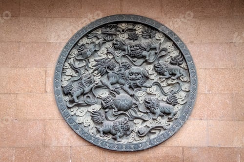 Preview: Lions Panel in Jing An Tranquility Temple - Shanghai, China