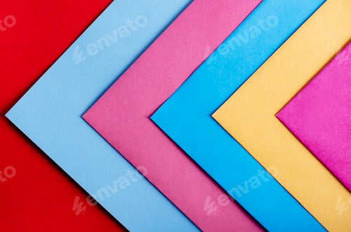 Preview: Trendy pastel colors in geometry shape flat lay.