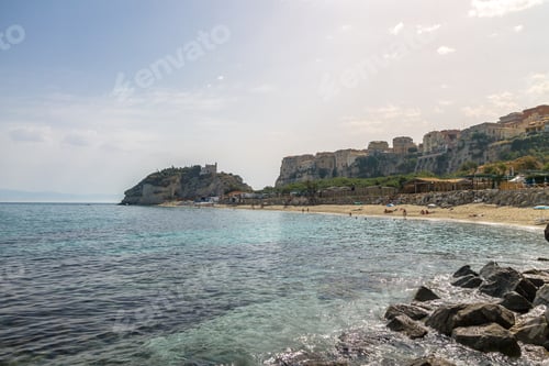 Preview: Tropea Beach, town view and Santa Maria dell'Isola Church - Tropea, Calabria, Italy
