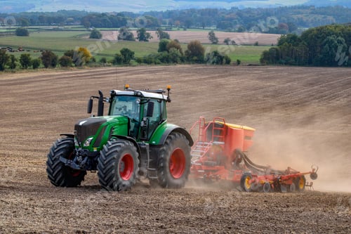 Preview: Tractor and seed drill - Yorkshire - England