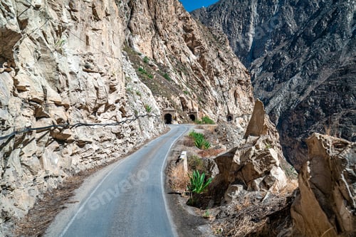 Preview: a road in the mountains carved in the rock
