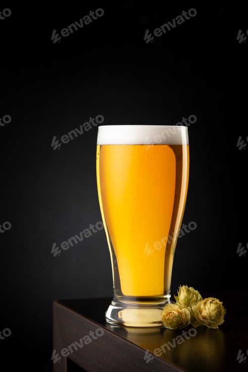 Preview: Cold light beer and hop