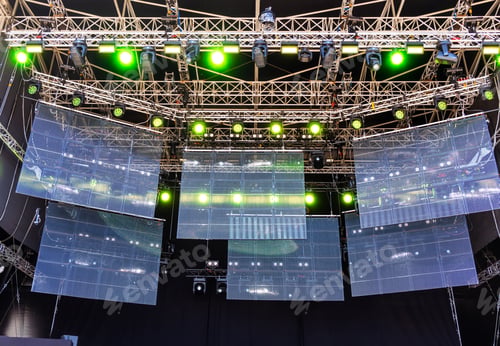 Preview: Open stage with flat screens for broadcasting of concert or event