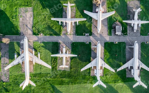Preview: top view of old airplanes exhibition