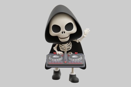 Preview: Cartoon skeleton dj reaper figure