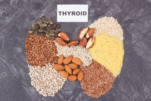 Preview: Ingredients as best food for healthy thyroid. Natural eating containing vitamins