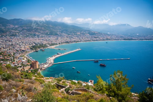 Preview: Panoramic view of the harbor of Alanya on a beautiful summer day, Turkey