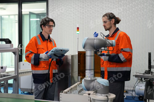 Preview: Engineering technology and smart factory concept with AI automation system by using robots automated