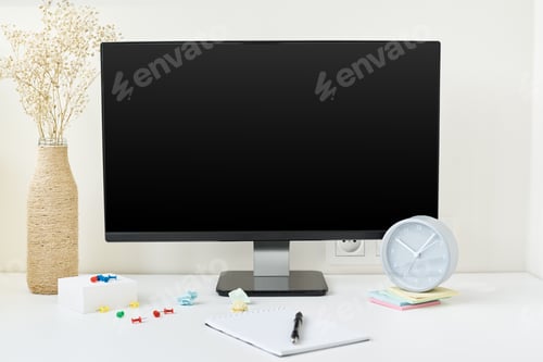 Preview: Modern workspace background, front view.