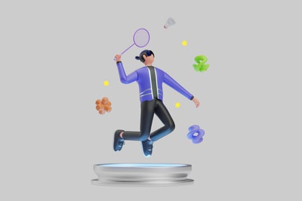 Preview: Badminton player with abstract elements