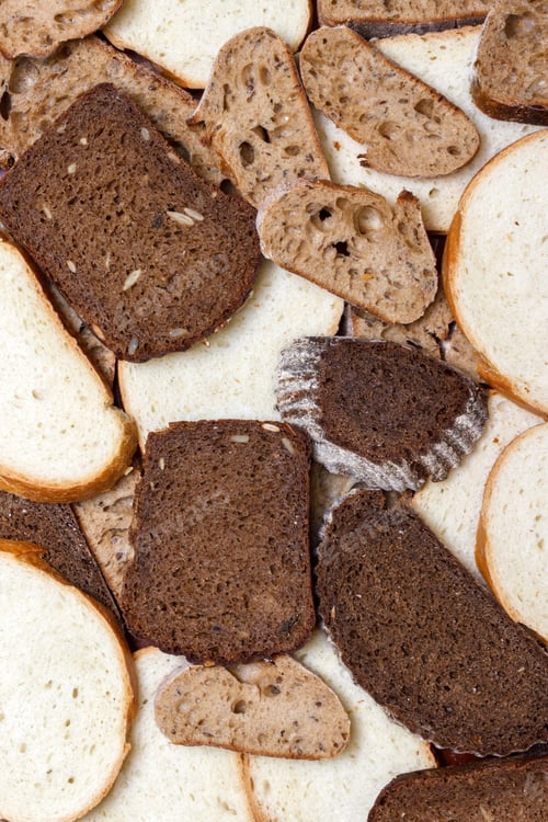 Preview: Many slices of bread as background. Top view