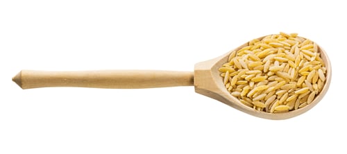 Preview: wooden spoon with orzo risoni pasta isolated