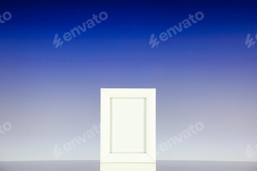 Preview: front view white picture frame on light blue background portrait family color shoot picture gift