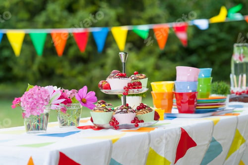 Preview: Table in garden on a birthday party