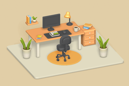 Visualização: Mesa de trabalho minimalista