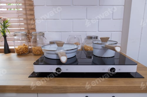 Preview: Various kitchen utensils set of cooking pots, pans