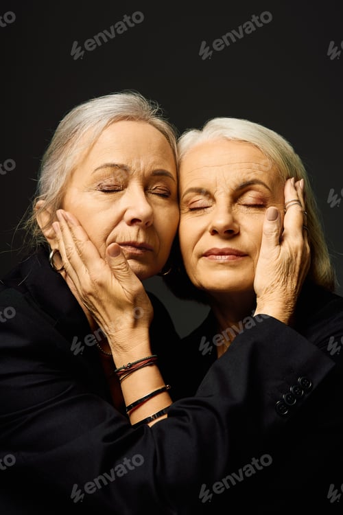 Preview: Capturing love and elegance between two mature women in a stylish embrace