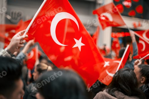 Preview: People waving turkish flag at the Commemoration of Ataturk, Youth and Sports Day