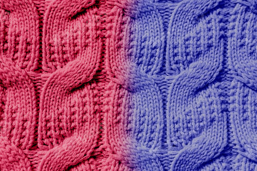 Preview: Beautiful handmade knitted repeating pattern. Very Peri and Viva Magenta