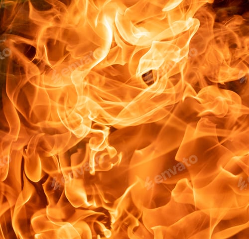 Preview: Flames of fire on black background