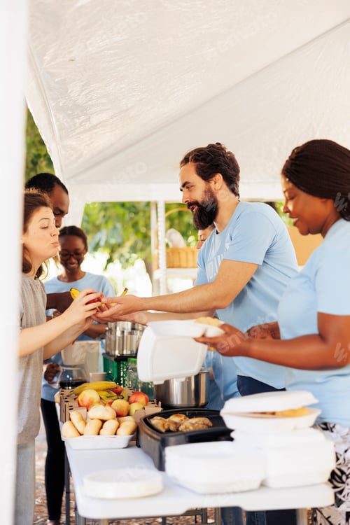 Preview: Charitable people providing food aid