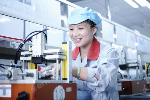 Preview: Worker at e-cigarettes battery factory, Guangdong, China