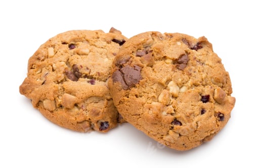 Preview: Chocolate chip cookie isolated on white background.