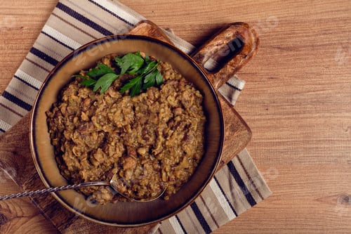 Preview: lobio, a traditional Georgian dish, boiled beans, homemade, no people,