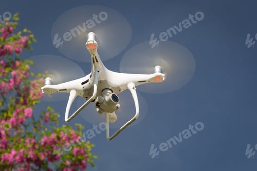Preview: Unmanned Aircraft System (UAV) Quadcopter Drone In The Air.